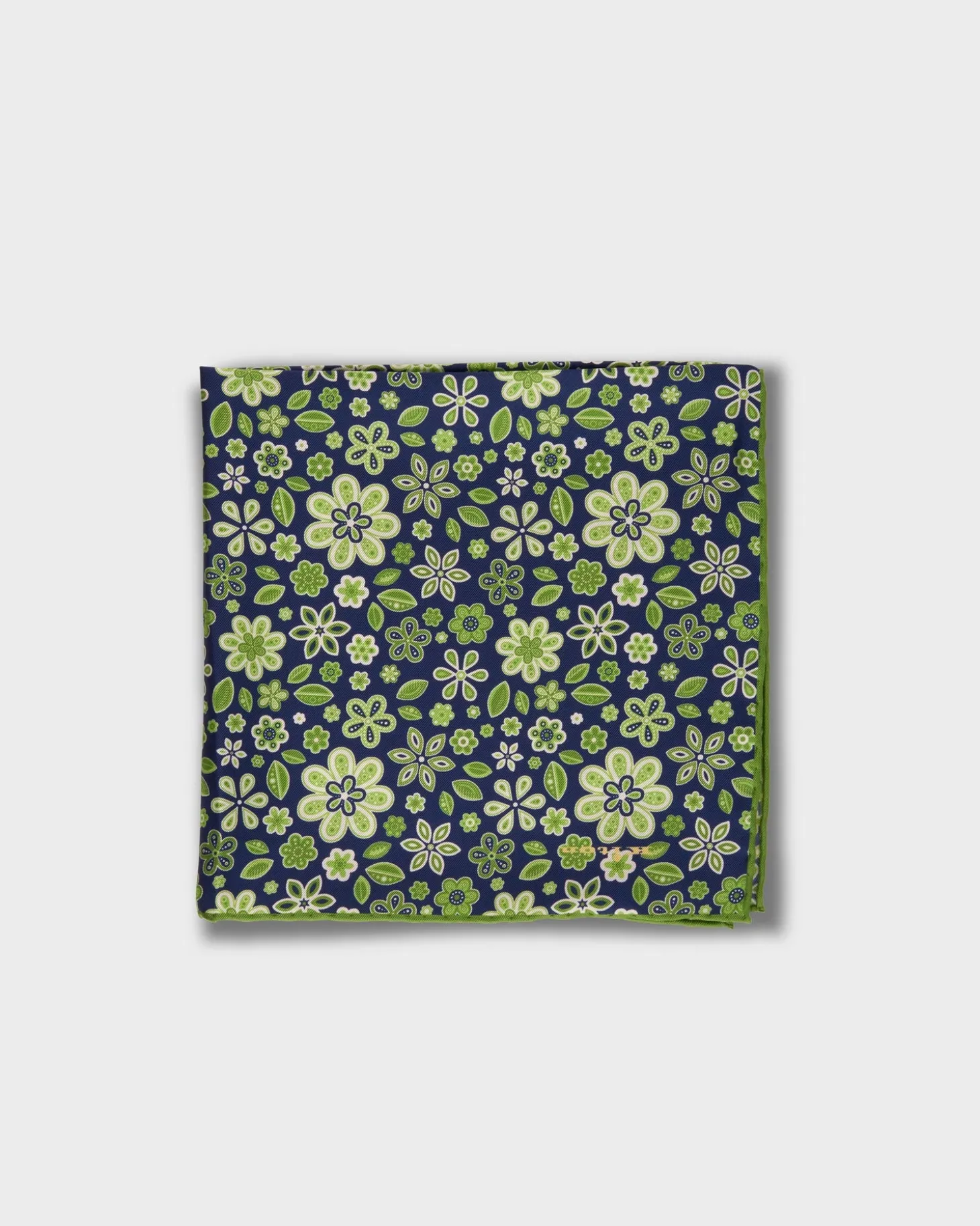 Midnight With Lime Green Floral Silk Tie