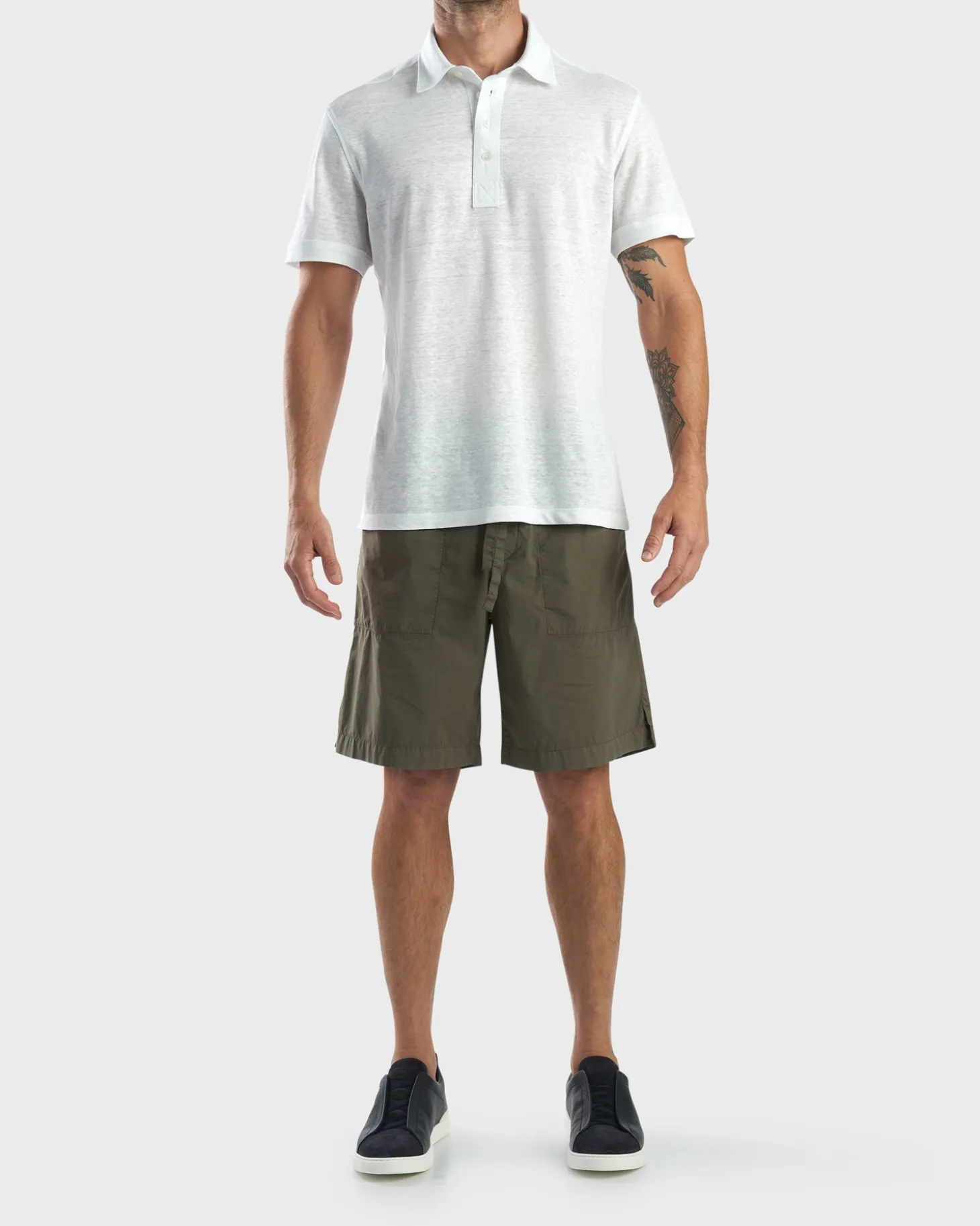 Military Green Cotton Shorts