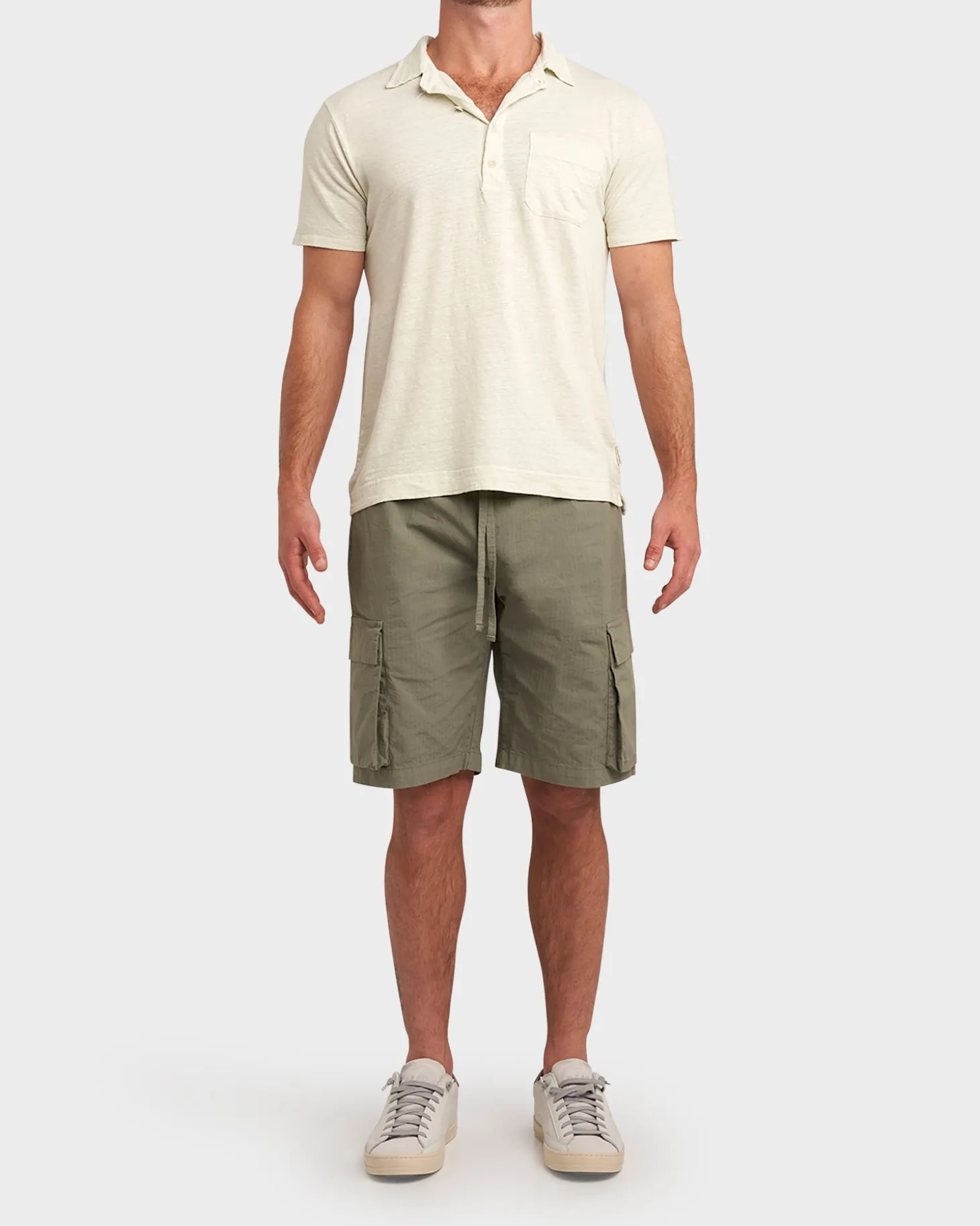 Military Green Cotton Stretch Shorts