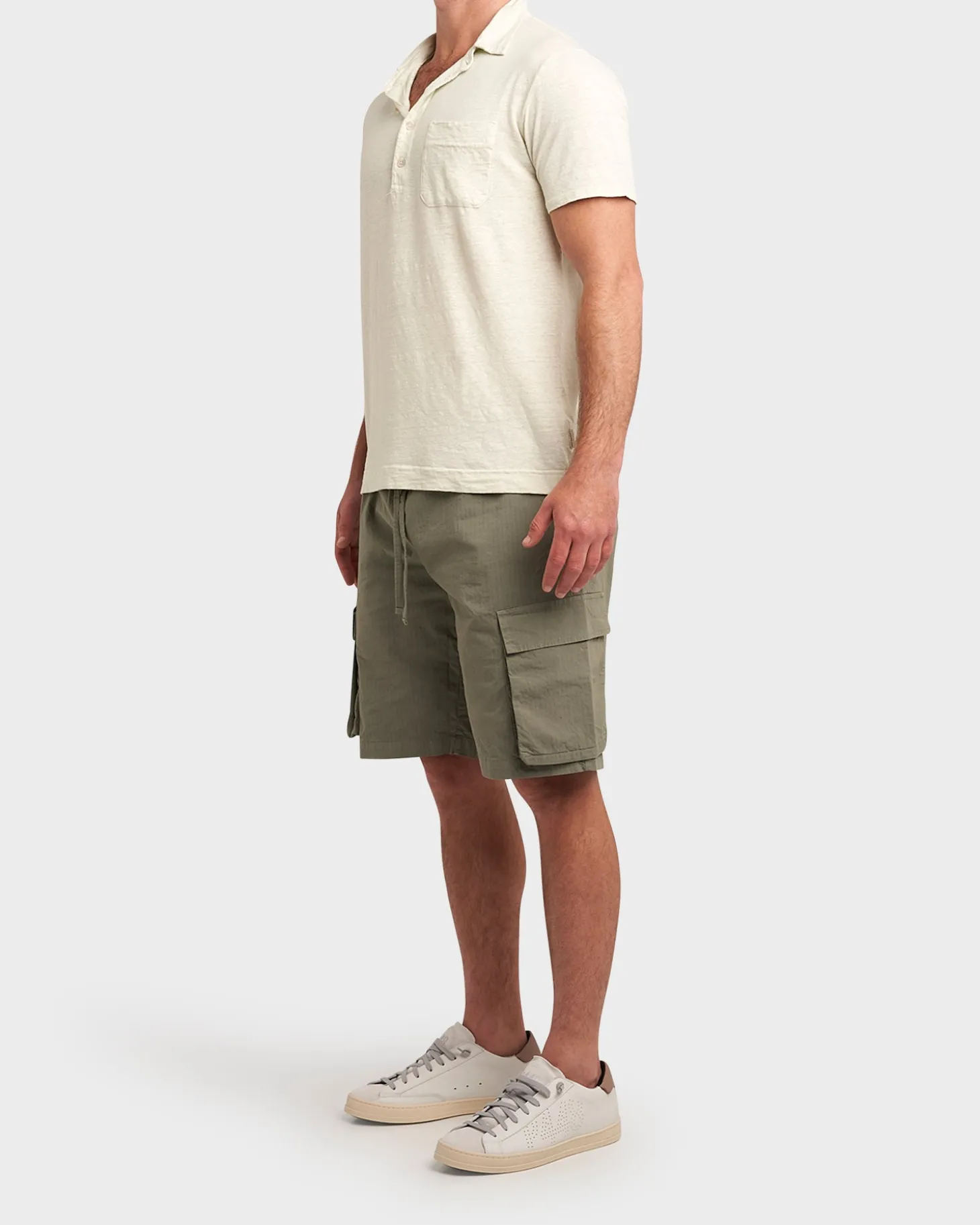 Military Green Cotton Stretch Shorts