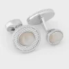 Moonstone Sterling Silver Cable Oval Cufflinks