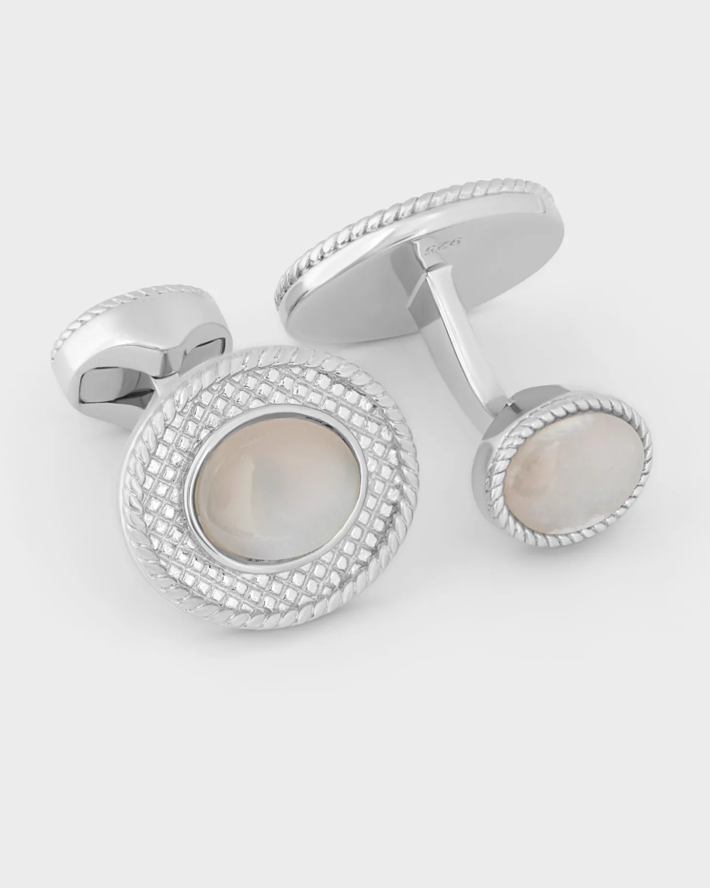 Moonstone Sterling Silver Cable Oval Cufflinks