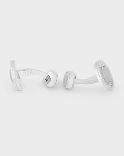 Moonstone Sterling Silver Cable Oval Cufflinks
