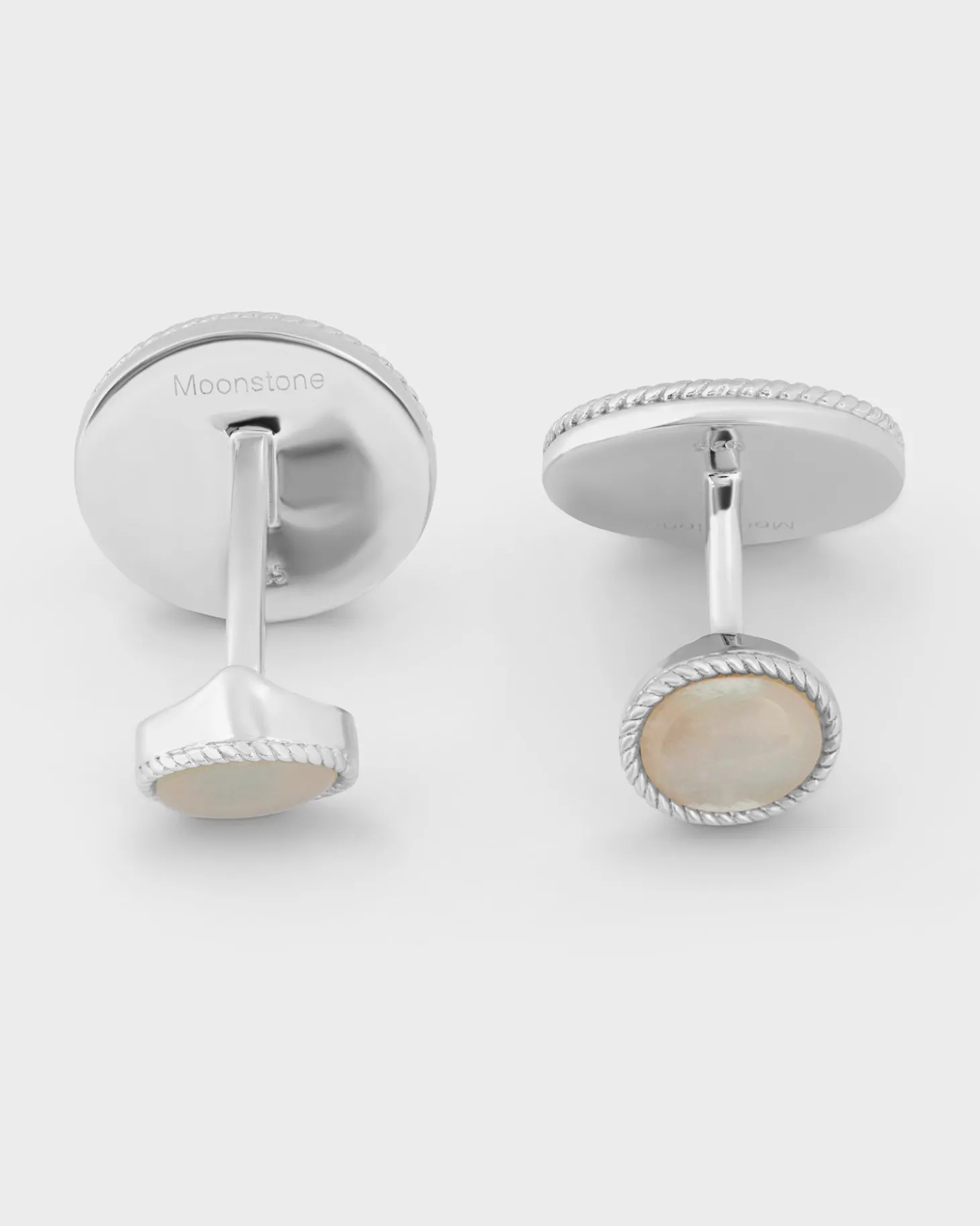 Moonstone Sterling Silver Cable Oval Cufflinks