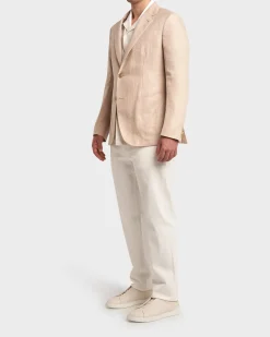 Natural Beige Linen Sports Jacket