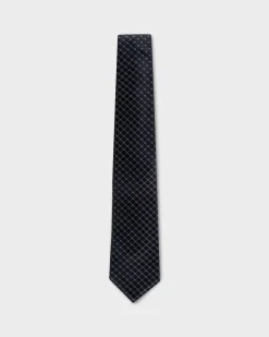 Navy And Blue Square Patterned Tie