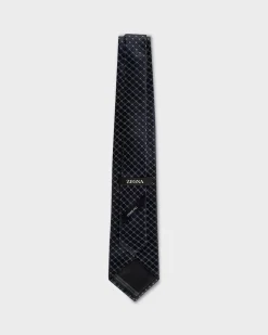 Navy And Blue Square Patterned Tie
