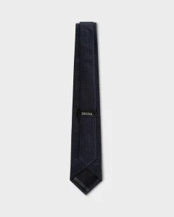 Navy And White Pinhead Pattern Tie