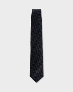 Navy Black And White Triangular Pattern Tie