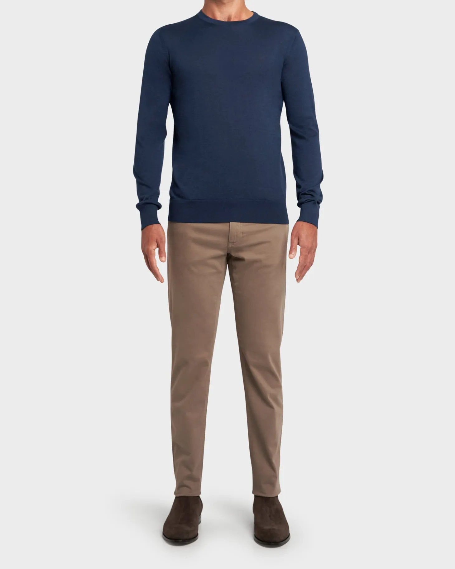 Navy Blue Cashmere Silk Knit Sweater