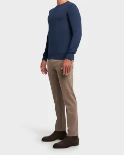 Navy Blue Cashmere Silk Knit Sweater