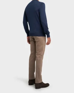 Navy Blue Cashmere Silk Knit Sweater