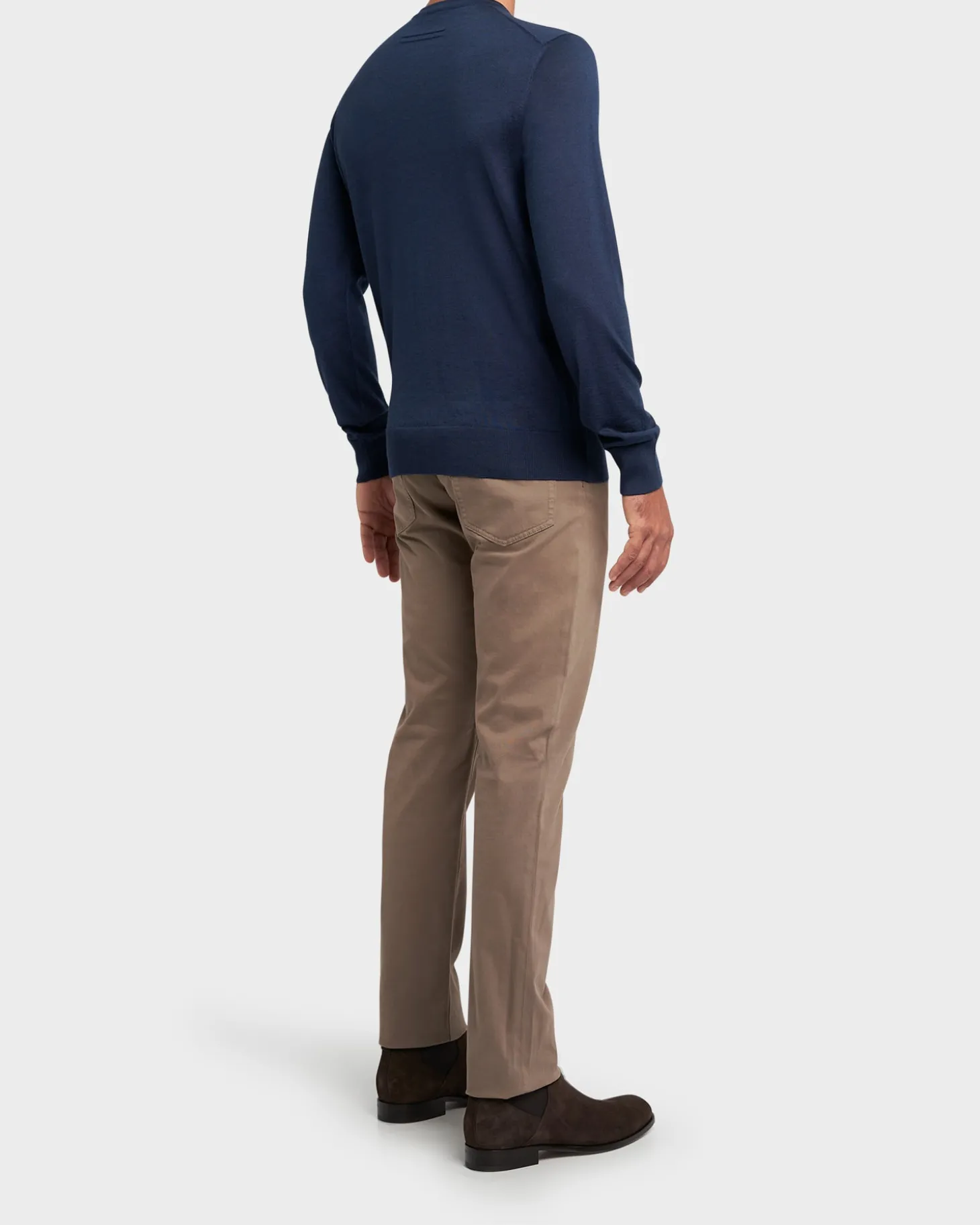 Navy Blue Cashmere Silk Knit Sweater