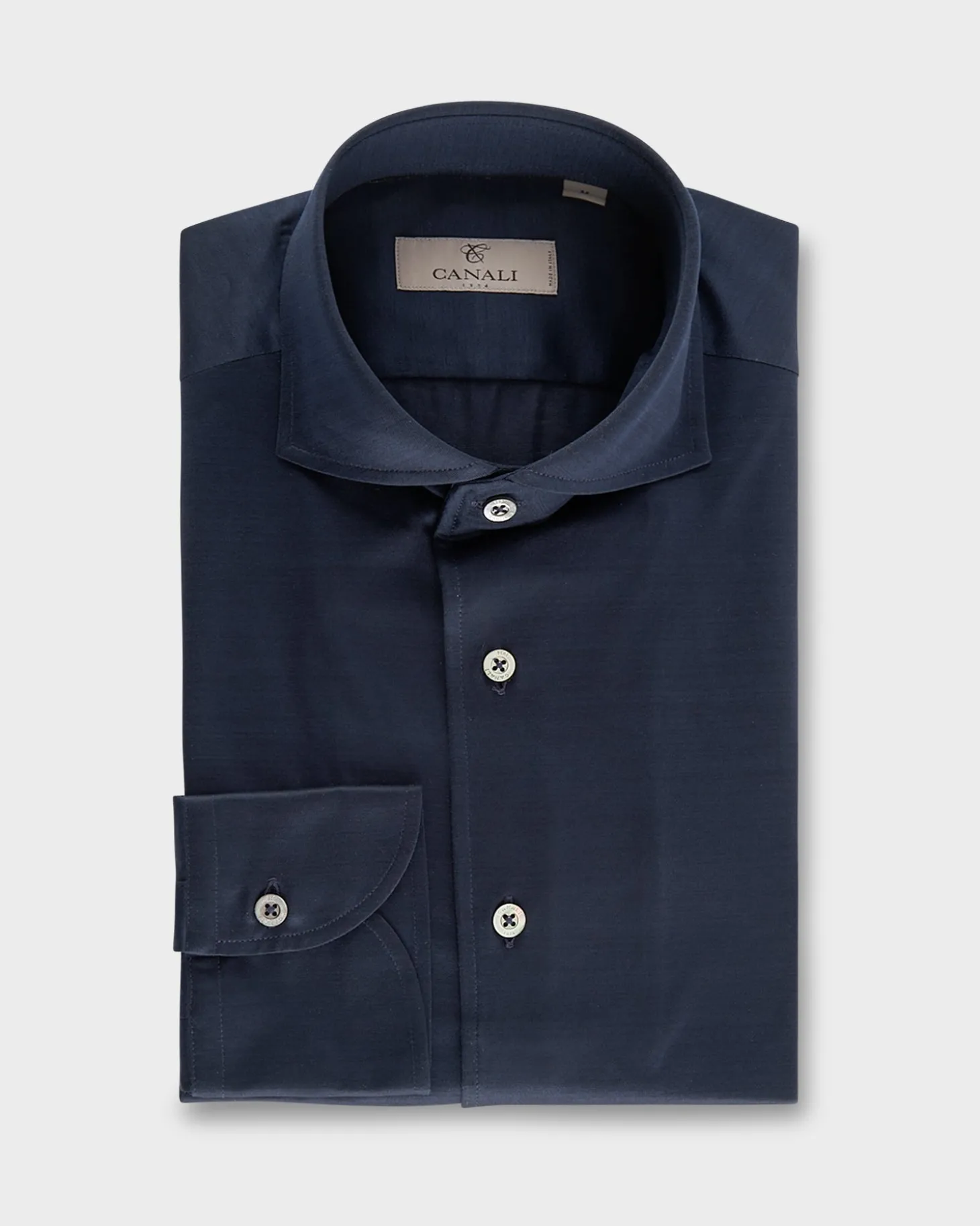 Navy Blue Cotton Jersey Modern Fit Shirt