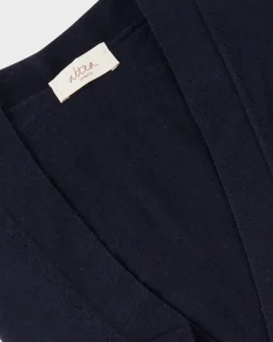 Navy Blue Extrafine Merino Button Up Cardigan