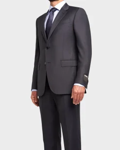 Navy Blue Microcheck Achilfarm Wool Silk Suit