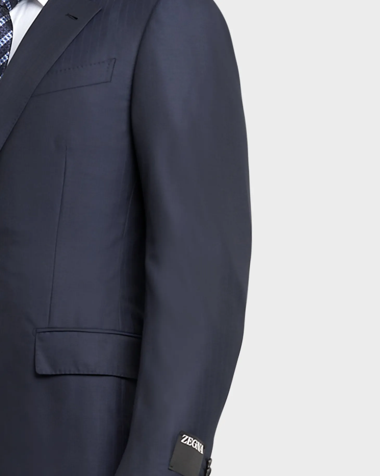 Navy Blue Self Strip 15Milmil15 Wool Suit