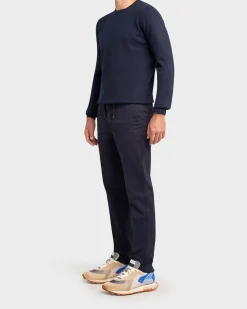 Navy Brushed Cotton Stretch Comfort Chinos