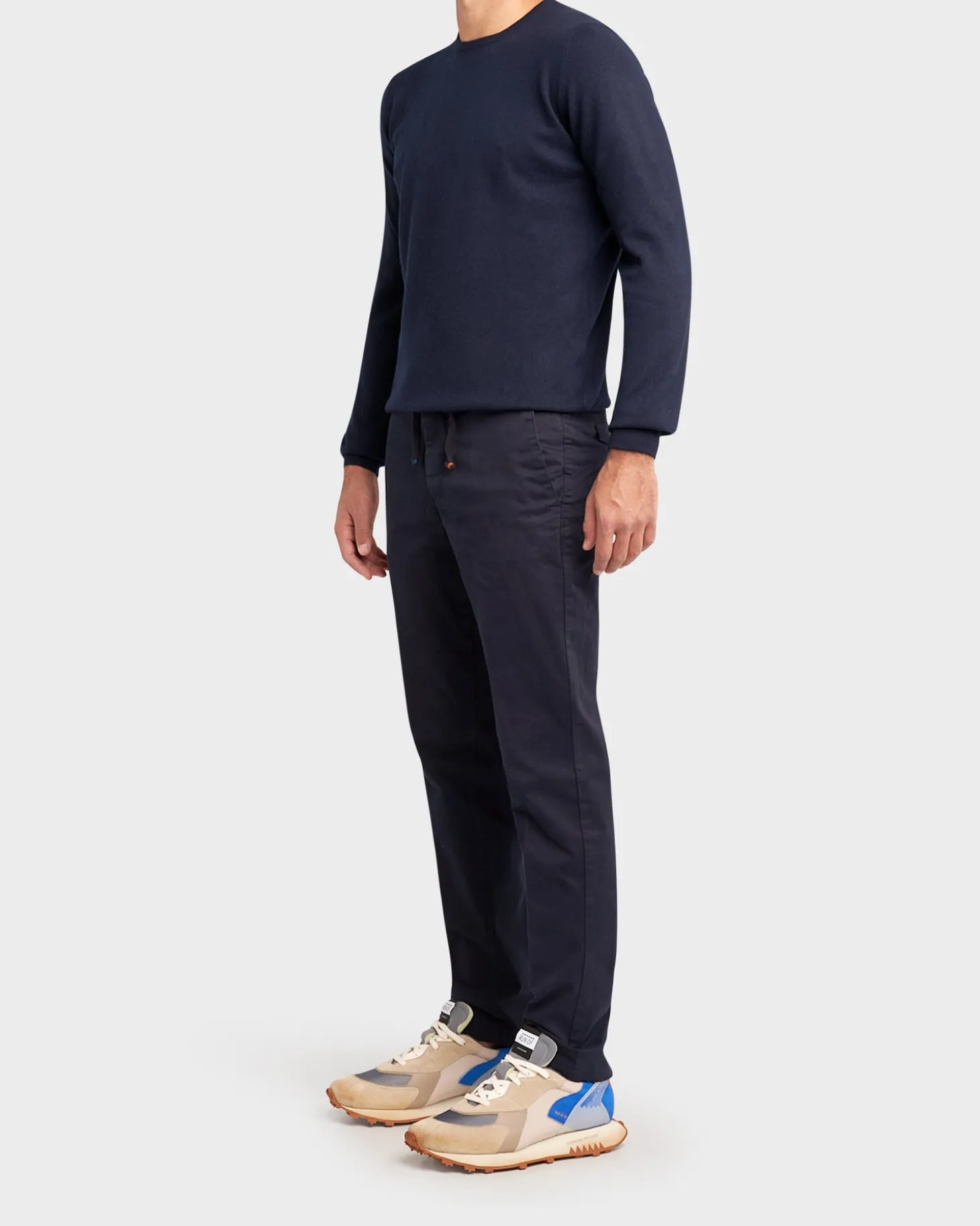 Navy Brushed Cotton Stretch Comfort Chinos