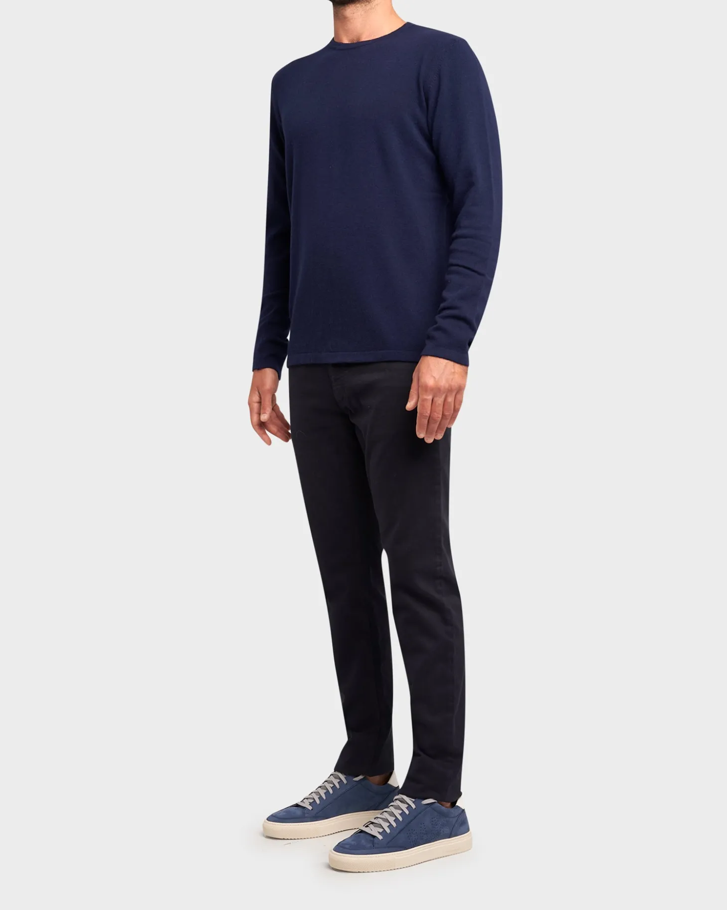 Navy Cashmere Wool Knit Sweater