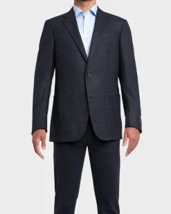 Navy Check Wool Sports Jacket
