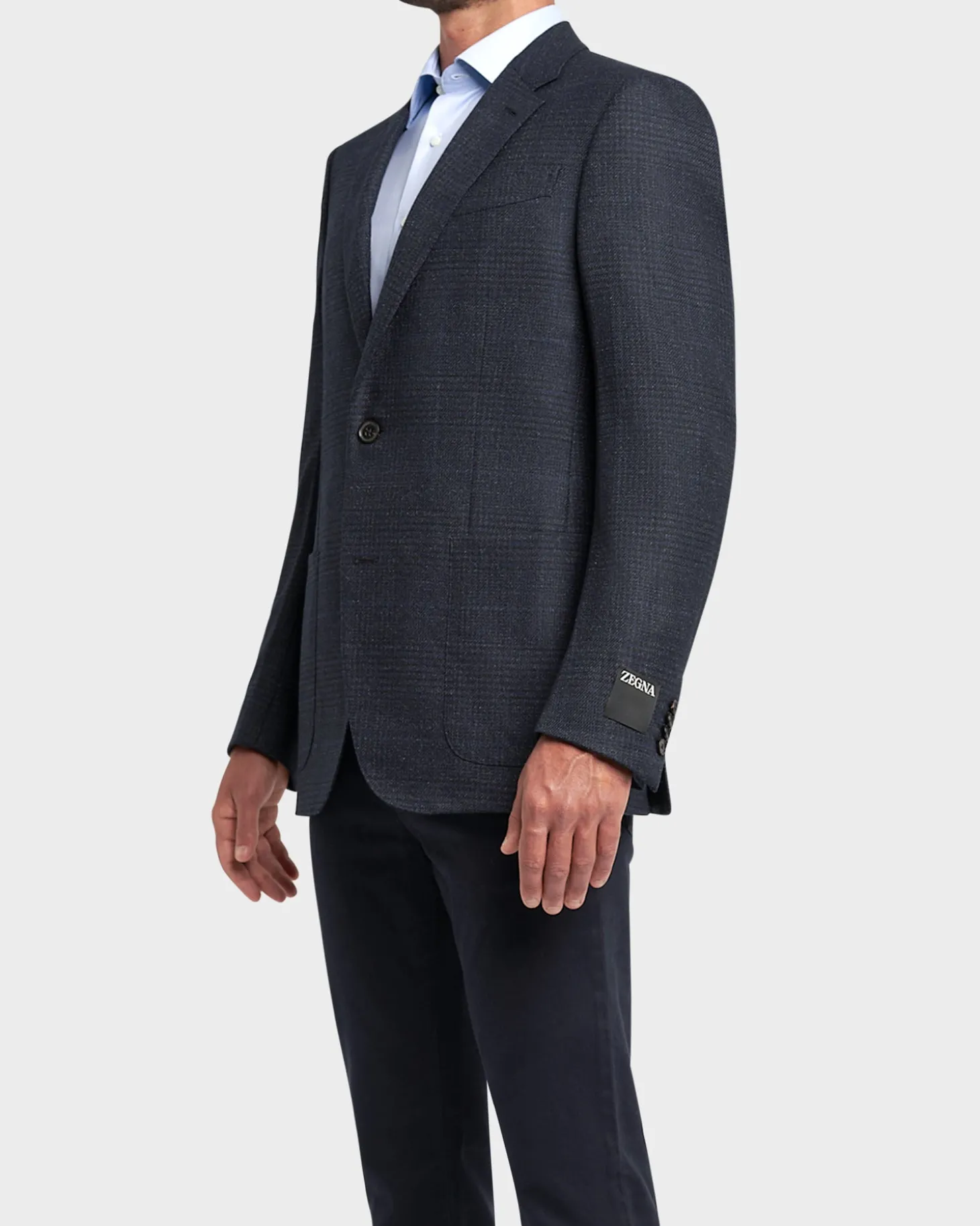 Navy Check Wool Sports Jacket