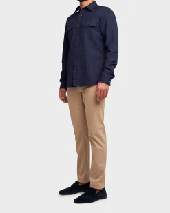 Navy Cotton Linen Overshirt