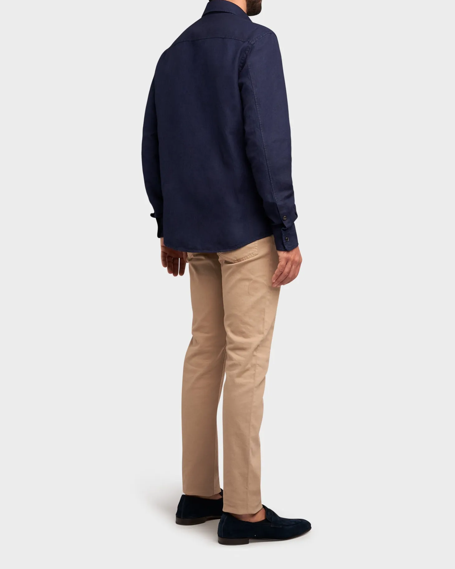 Navy Cotton Linen Overshirt