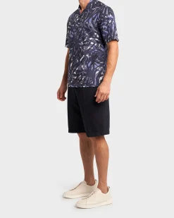 Navy Cotton Linen Shorts