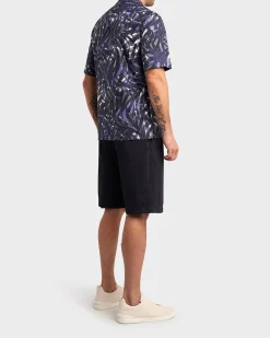 Navy Cotton Linen Shorts