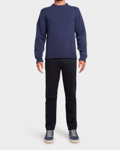 Navy Crew Neck Wool Knit