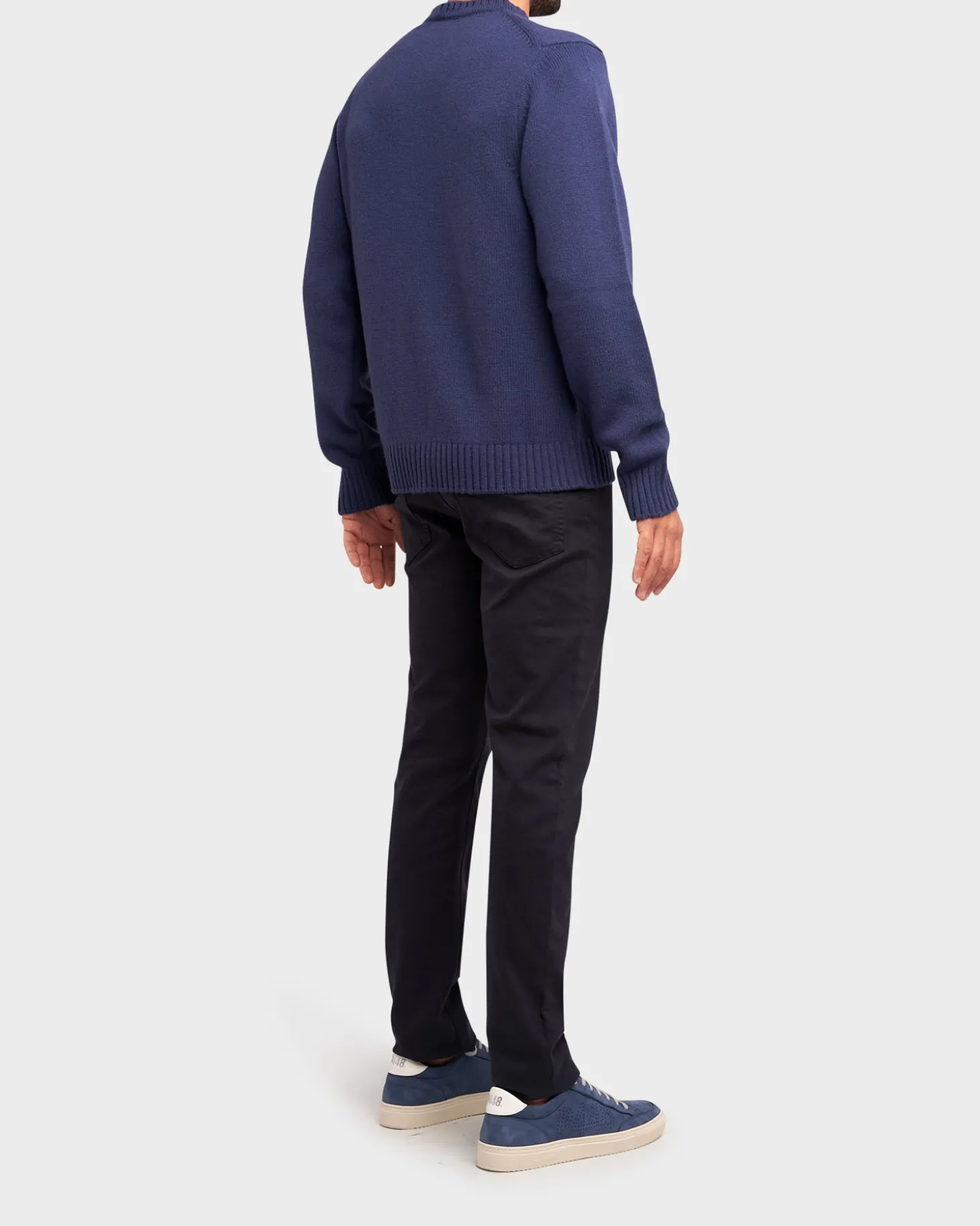 Navy Crew Neck Wool Knit