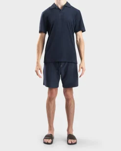 Navy Faustino Terry Cotton Polo Shirt