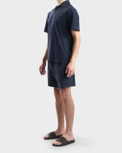 Navy Faustino Terry Cotton Polo Shirt