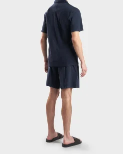 Navy Faustino Terry Cotton Polo Shirt