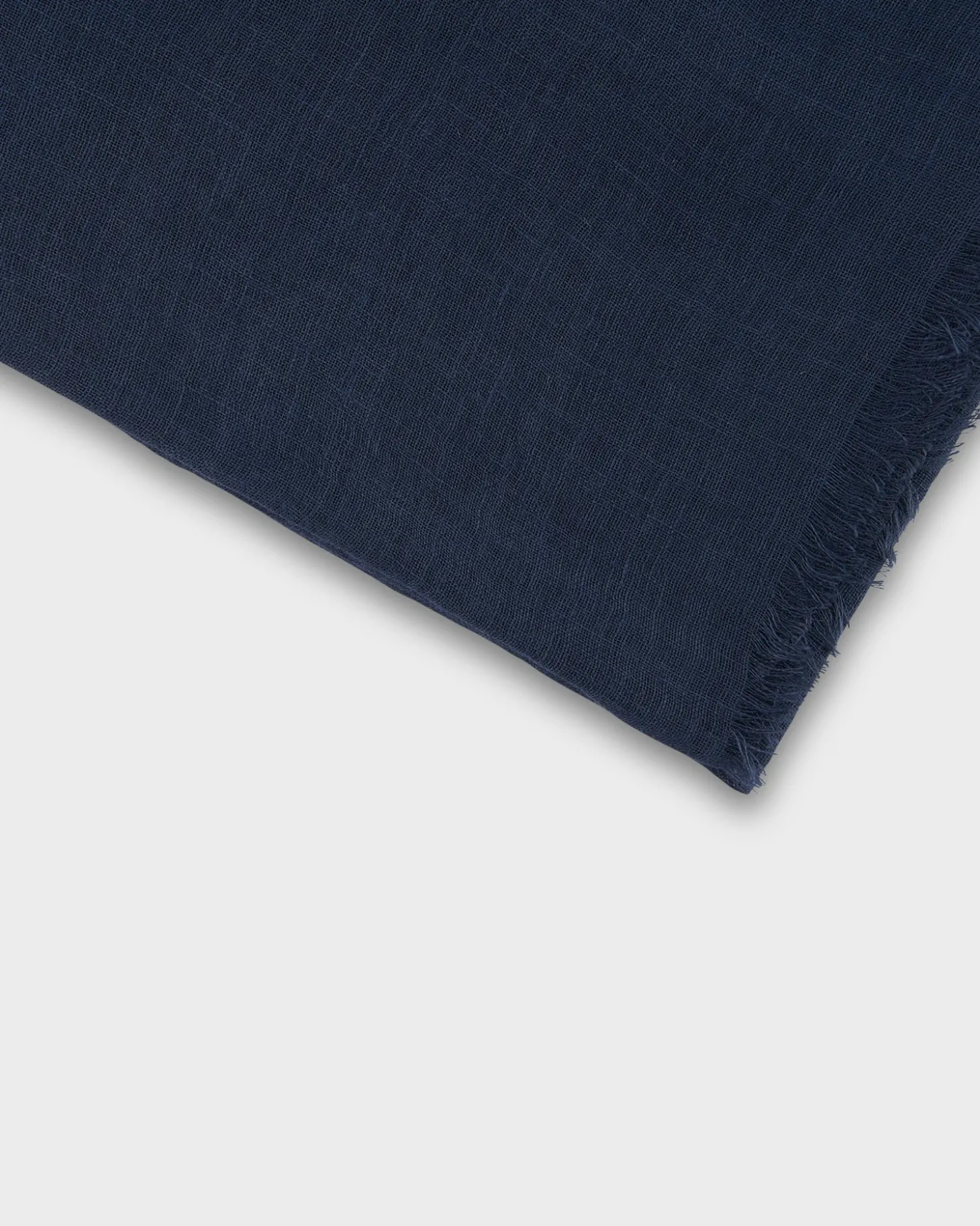 Navy Linen Frayed Edge Scarf