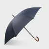 Navy Oxford Umbrella With Wood Handle