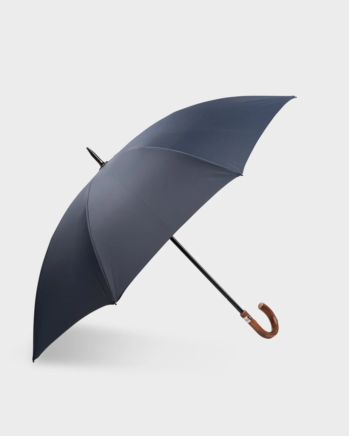 Navy Oxford Umbrella With Wood Handle