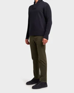 Navy Pure Virgin Wool Open Turtle Neck Sweater
