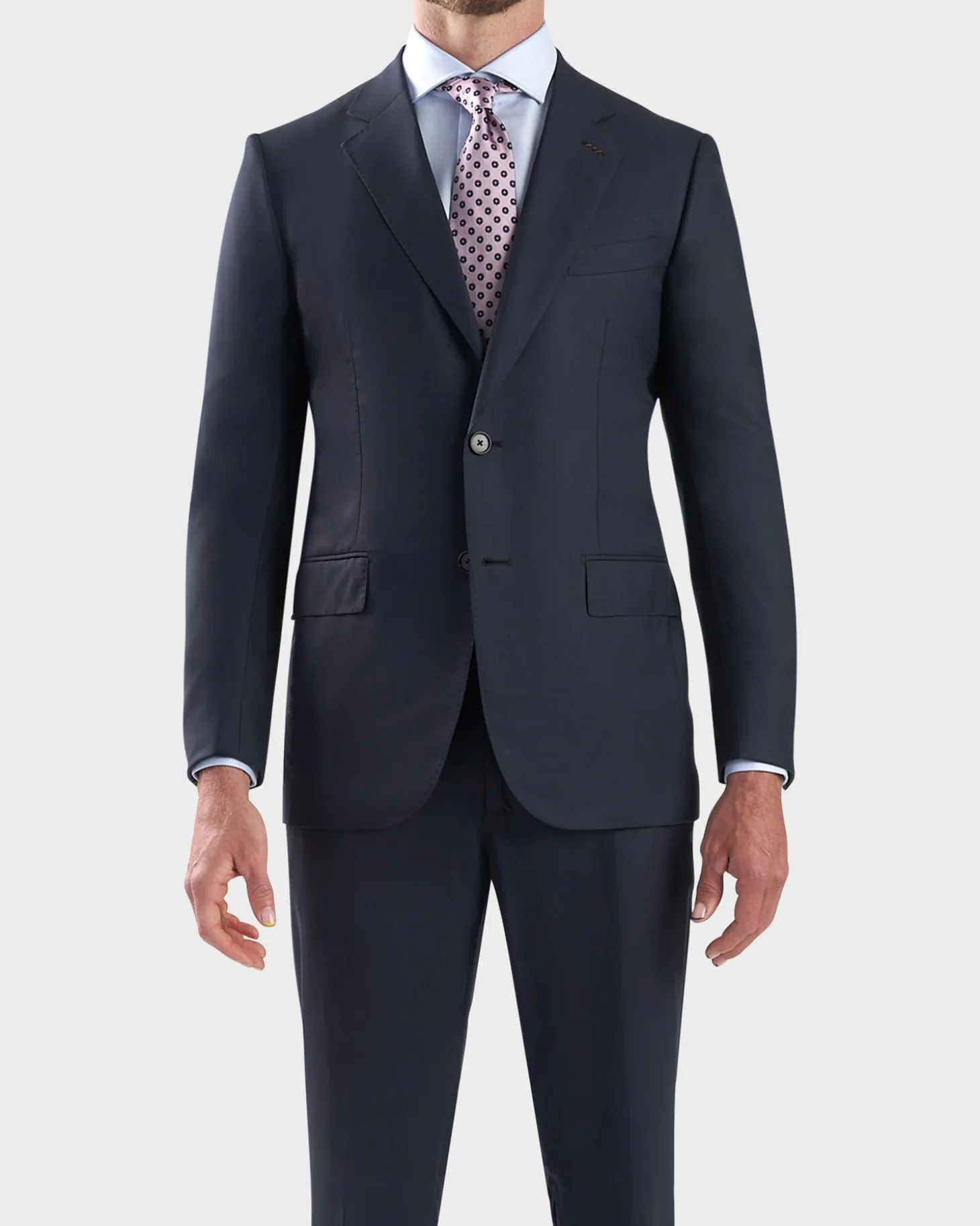 Navy Self Stripe Couture Wool Suit