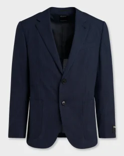 Navy Self Stripe Seersucker Sports Jacket