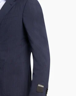 Navy Self Stripe Seersucker Sports Jacket