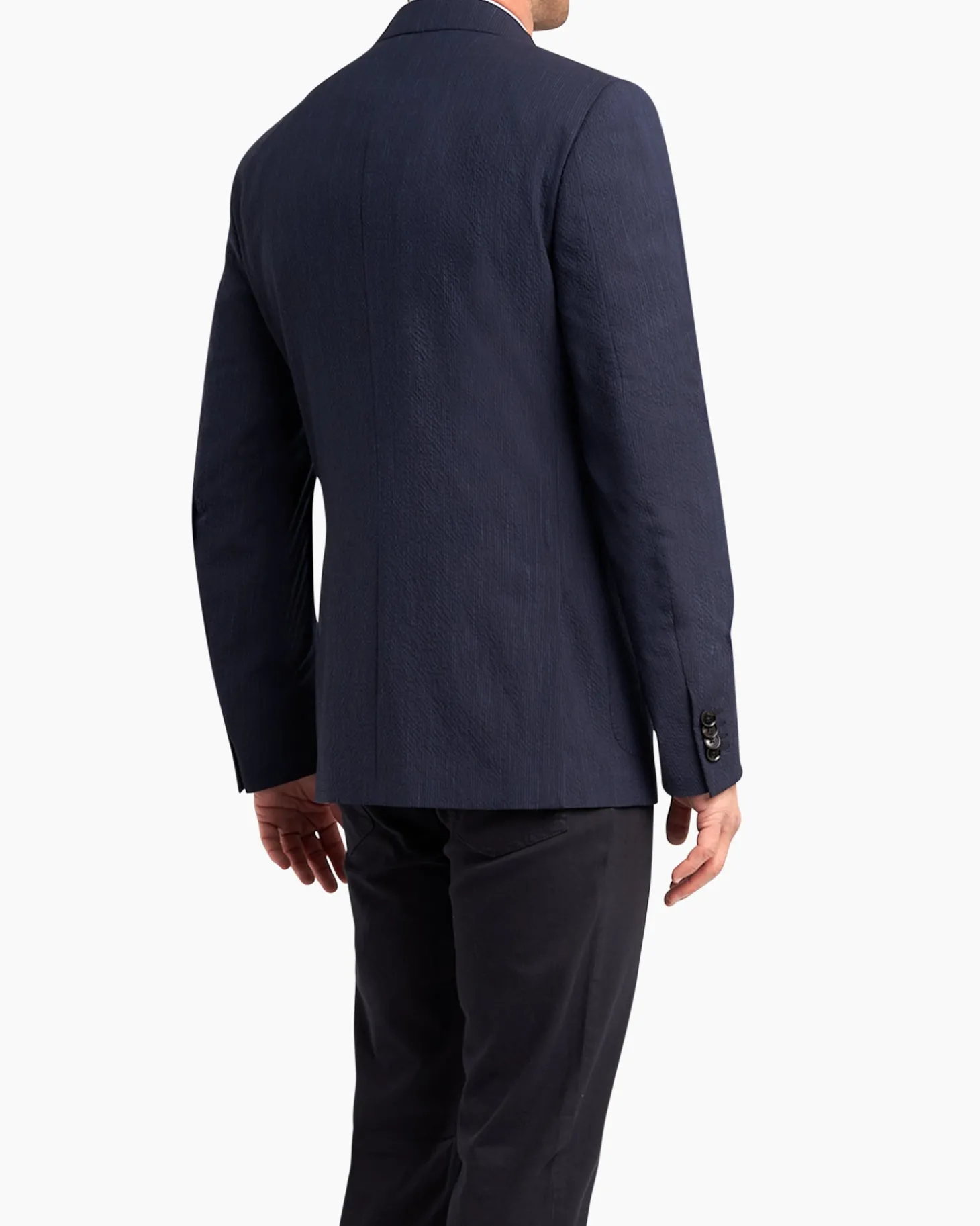 Navy Self Stripe Seersucker Sports Jacket