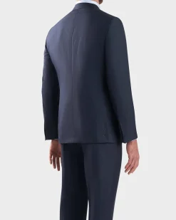 Navy Self Stripe Wool Silk Couture Suit