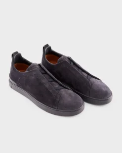 Navy Suede Triple Stitch Sneakers