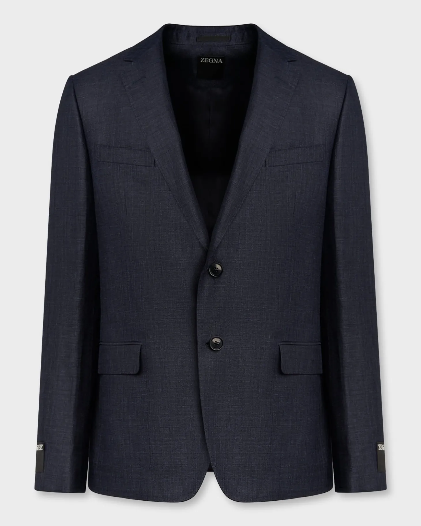 Navy Textured Linen Wool Sports Jacket