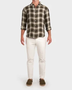 Olive Check Linen Shirt