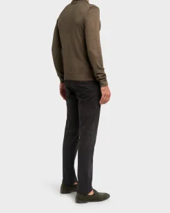Olive Green Merino Wool Polo Knit