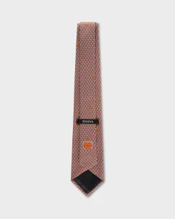 Orange And Blue Plane Pattern Silk Tie