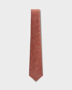 Orange With Blue Spot Pattern Silk Tie